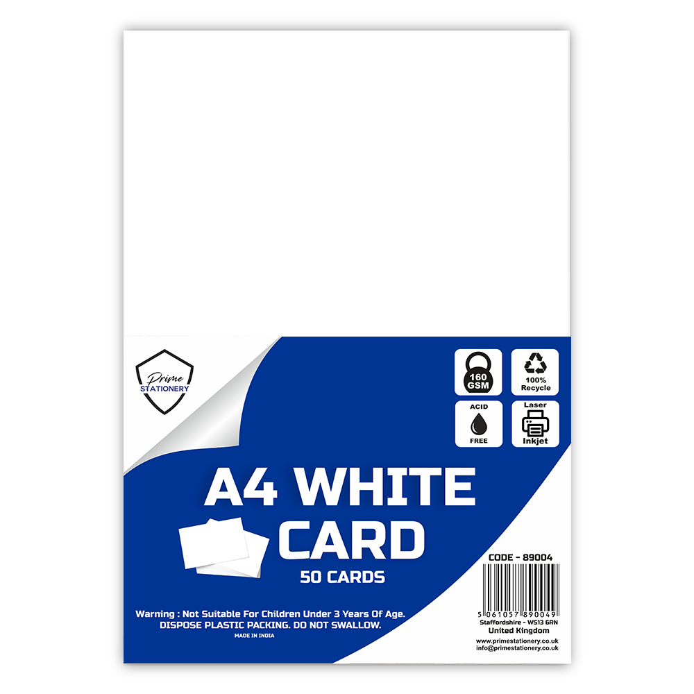 Prime A4 White Card 160 GSM 50 Sheets